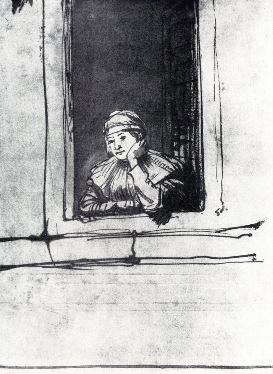 Рембрандт. Саския в окне. Ок. 1633 - 1634