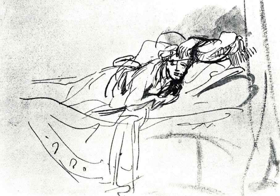 Рембрандт. Саския в постели. Ок. 1638