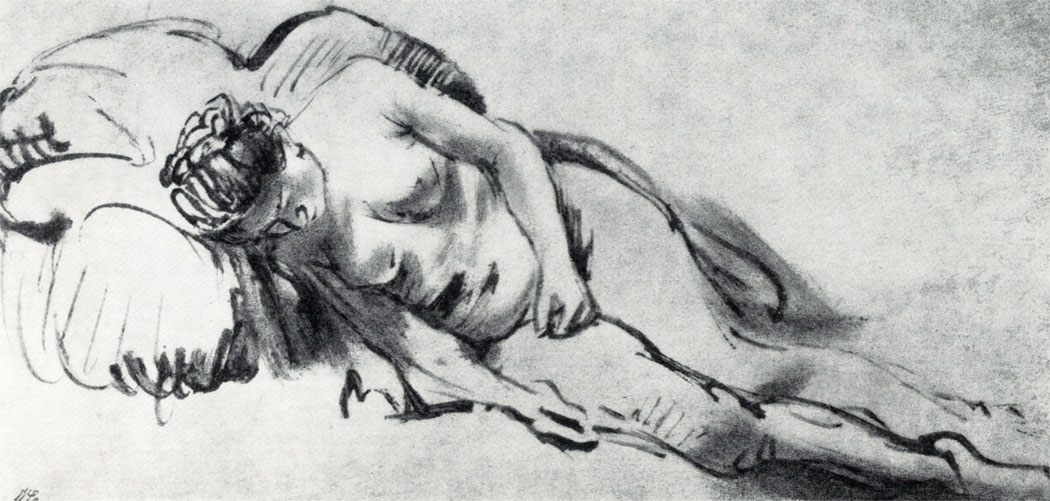 Рембрандт. Лежащая обнаженная женщина. 1657 - 1658