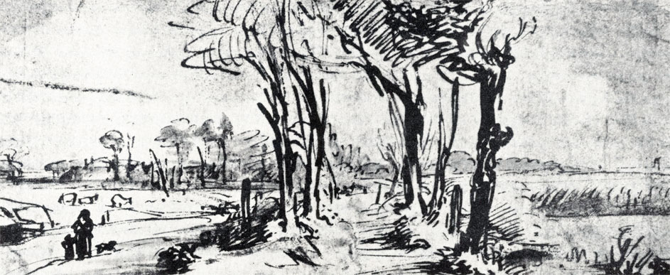 Рембрандт. Дорога между деревьями. Ок. 1654 - 1655