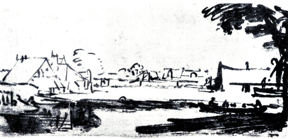 Рембрандт. Деревня у канала. Ок. 1654 - 1655
