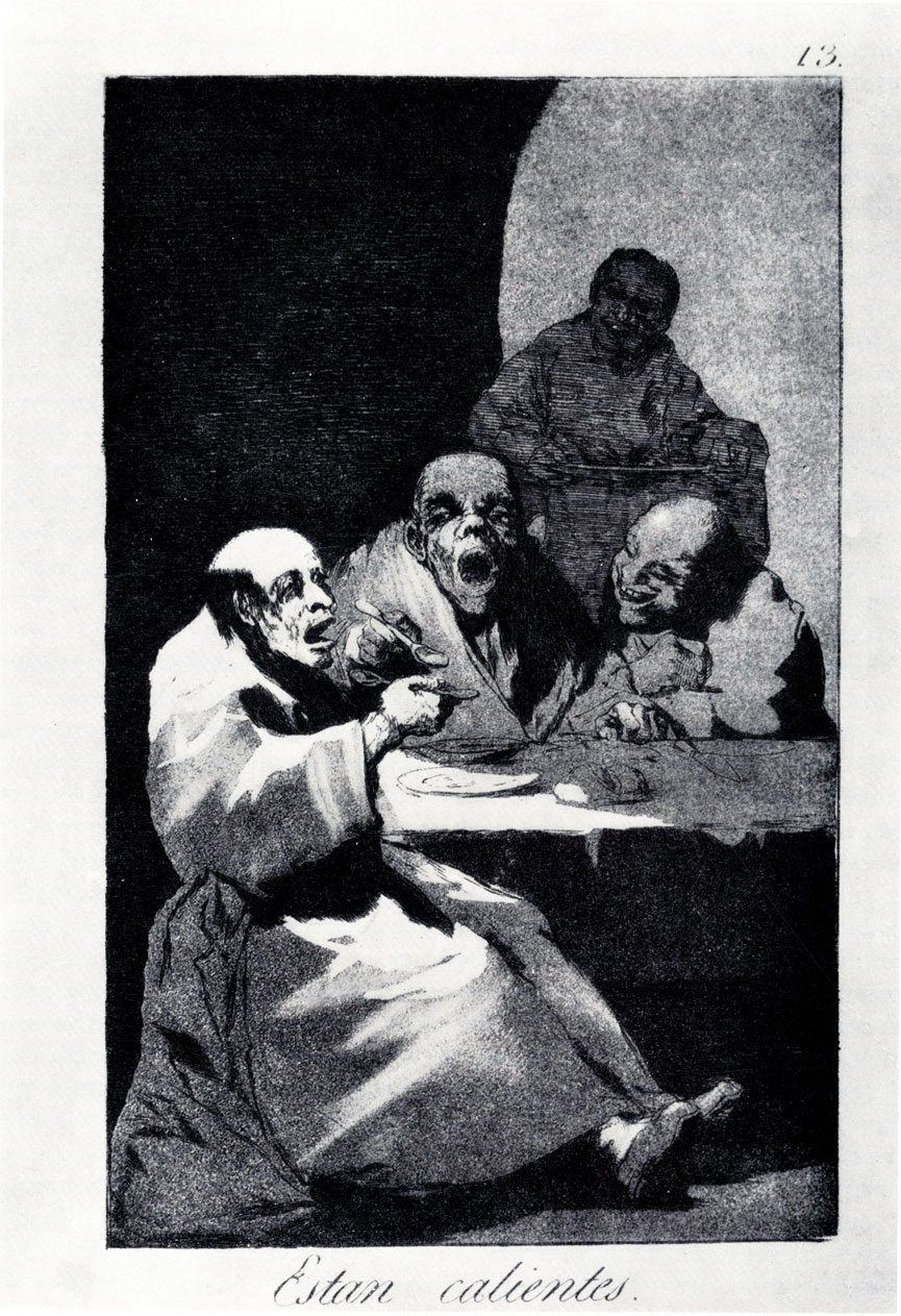 Гояй. 'Горячо!'. Рисунок к офорту из серии 'Капричос' (№ 13). 1792 - 1797