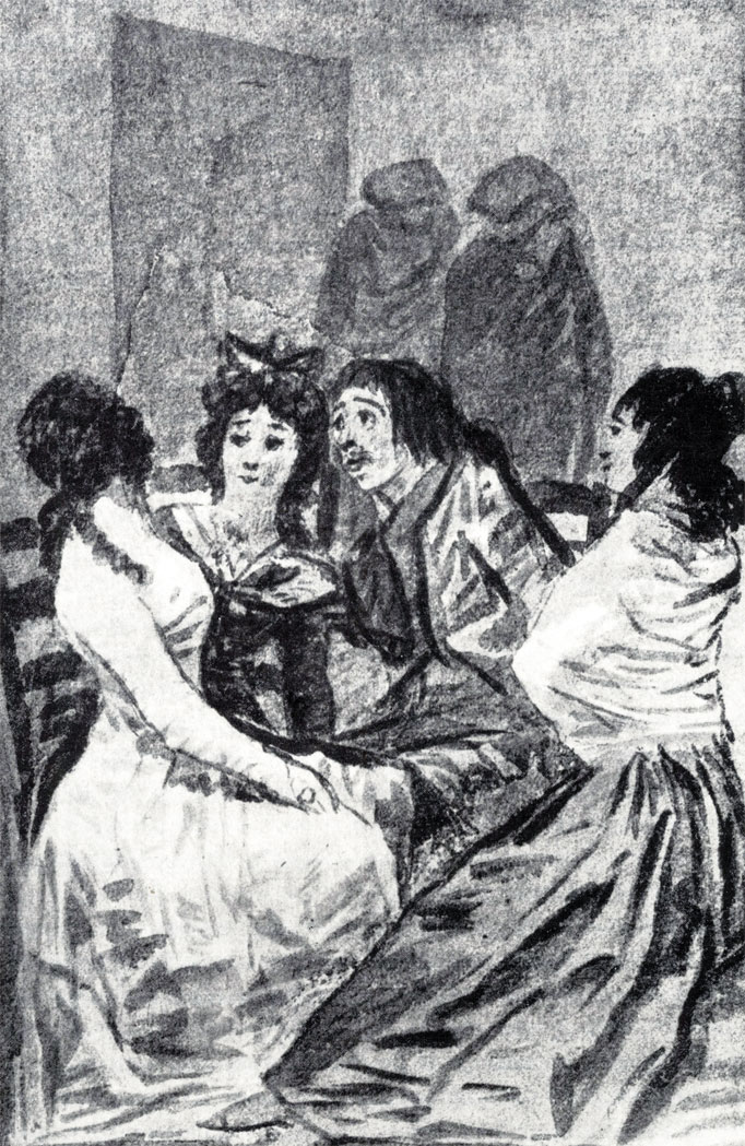 Гойя. Тертулья (Вечеринка). Рисунок из 'Мадридского альбома'. 1796 - 1797