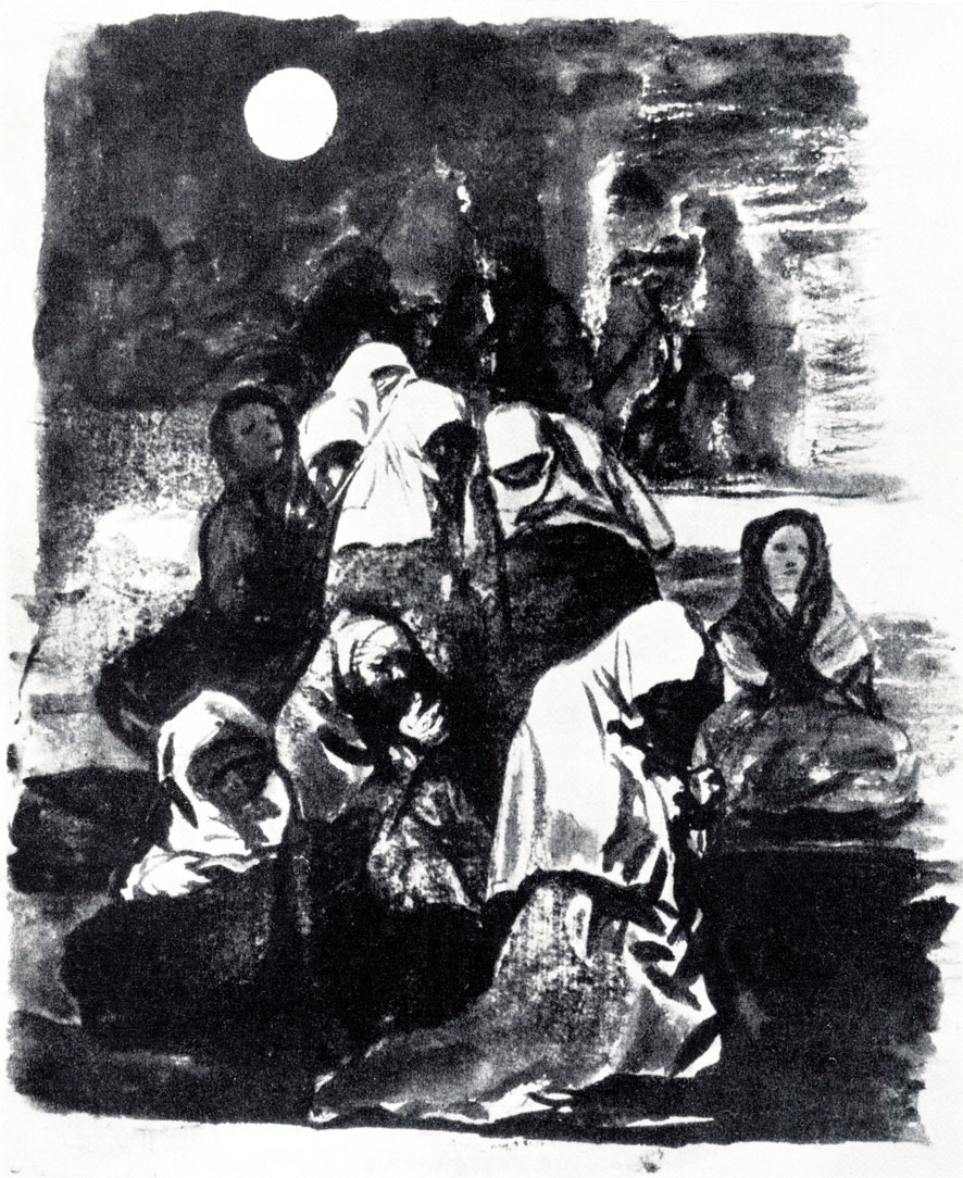 Гойя. Молящиеся женщины в темноте. 1815 - 1820