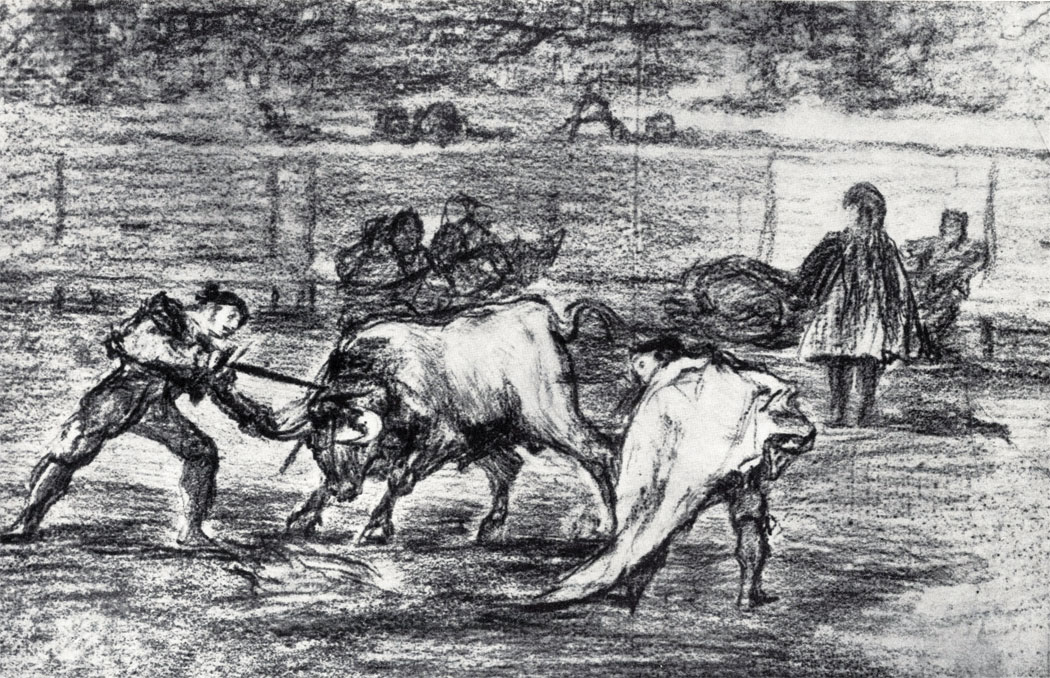 Гойя. Рисунок к серии 'Тавромахия'. 1812 - 1815. (Не переведен в офорт)