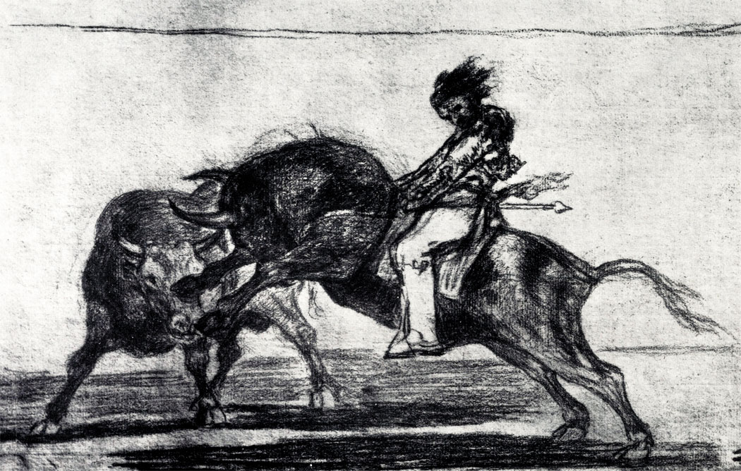 Гойя. 'Американец' Мариано Себальос. Рисунок к офорту из  серии 'тавромахия' (№ 24). 1812 - 1815
