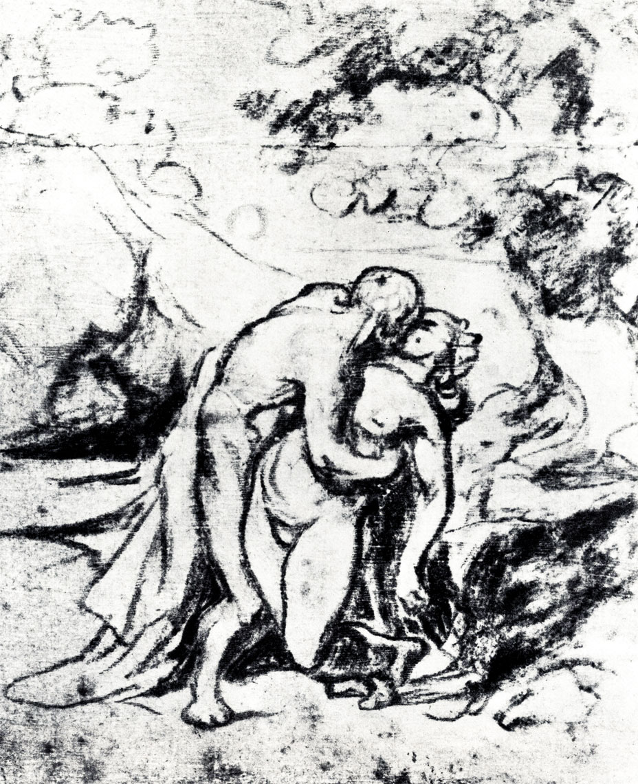 Домье. Поцелуй (Адам и Ева). Ок. 1850
