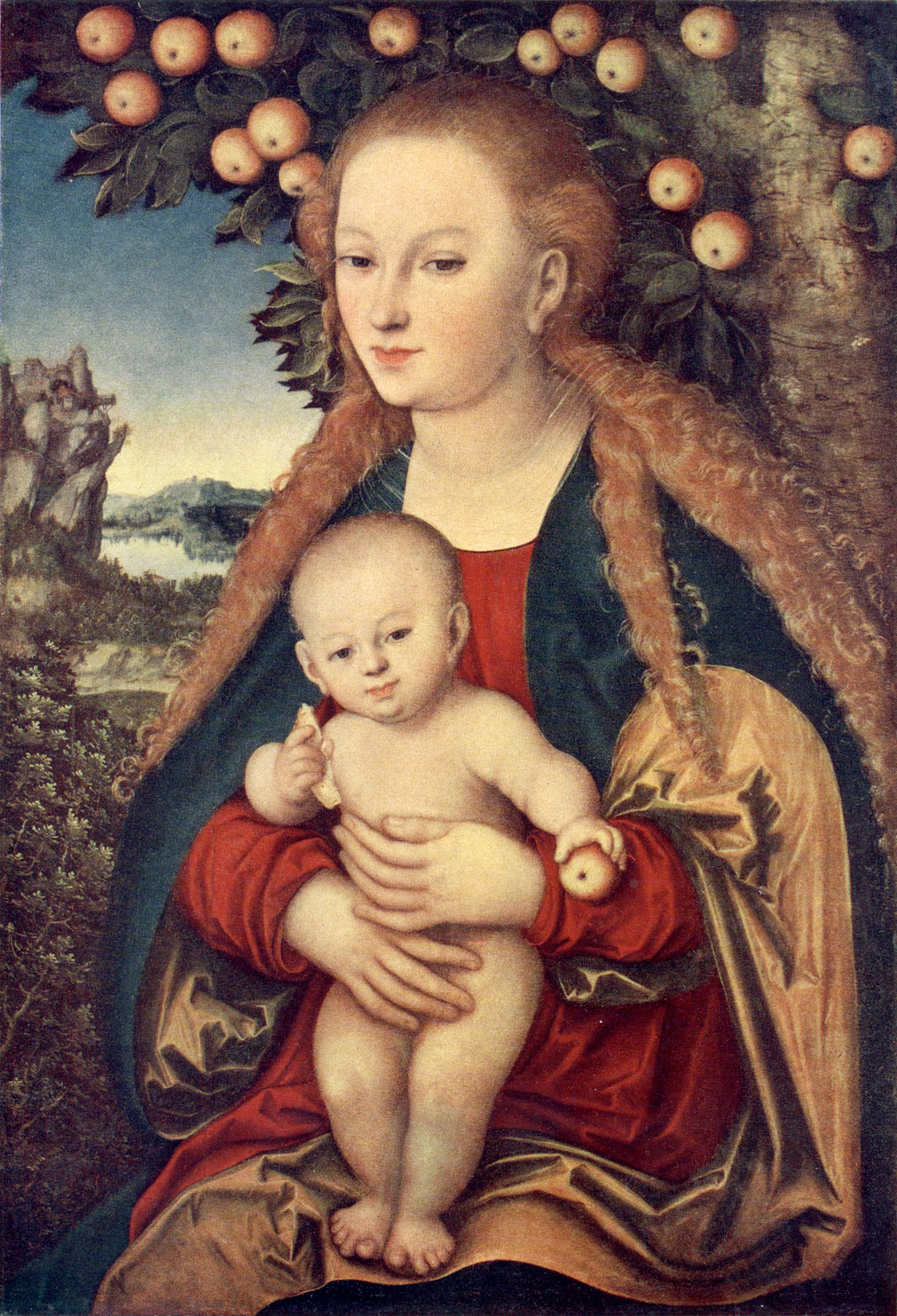 Лукас Кранах (Старший) - Мадонна с младенцем под яблоней