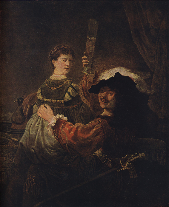 Рембрандт Гарменс ван Рейн - Автопортрет с Саскией на коленях