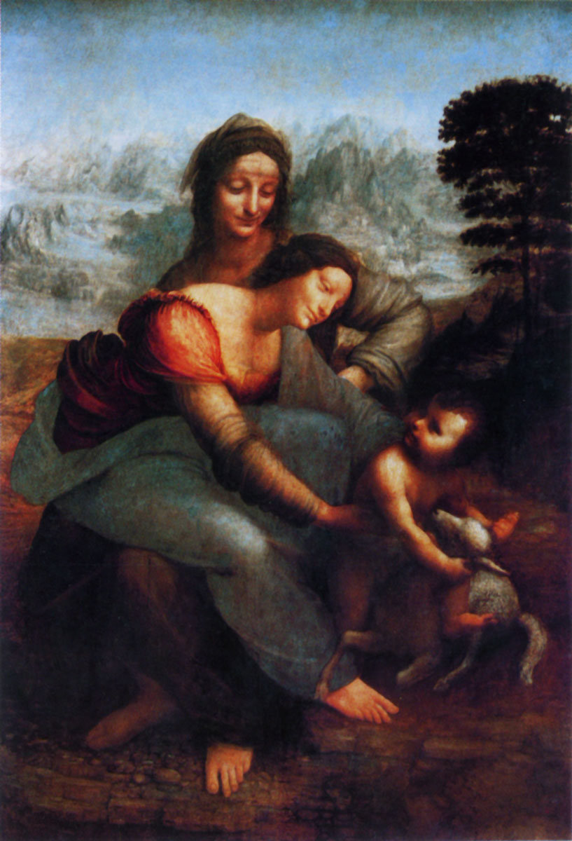 Леонардо да Винчи - Святая Анна с Марией и младенцем Христом