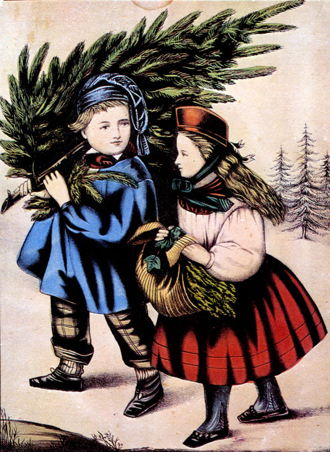 Неизвестный художник - Дети с рождественской елкой